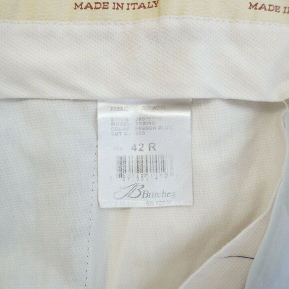 JB Britches Wool Dress Pants Trousers Blue Flat Front High Rise 42 / 28 Italy Li - Picture 7 of 7
